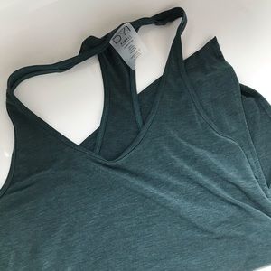 NWT dyi Forest green asymmetric flow tank yoga